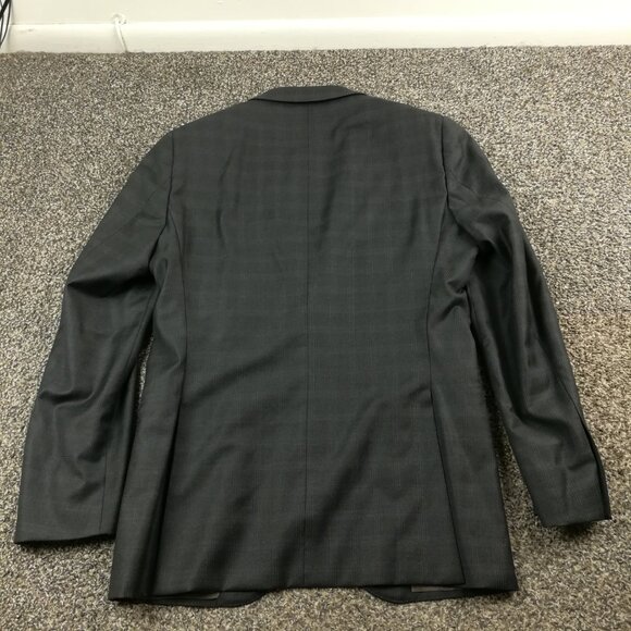 Bespoke J Hilburn Suit 40R Wool Windowpane Plaid Gray 32x31 - Picture 8 of 16